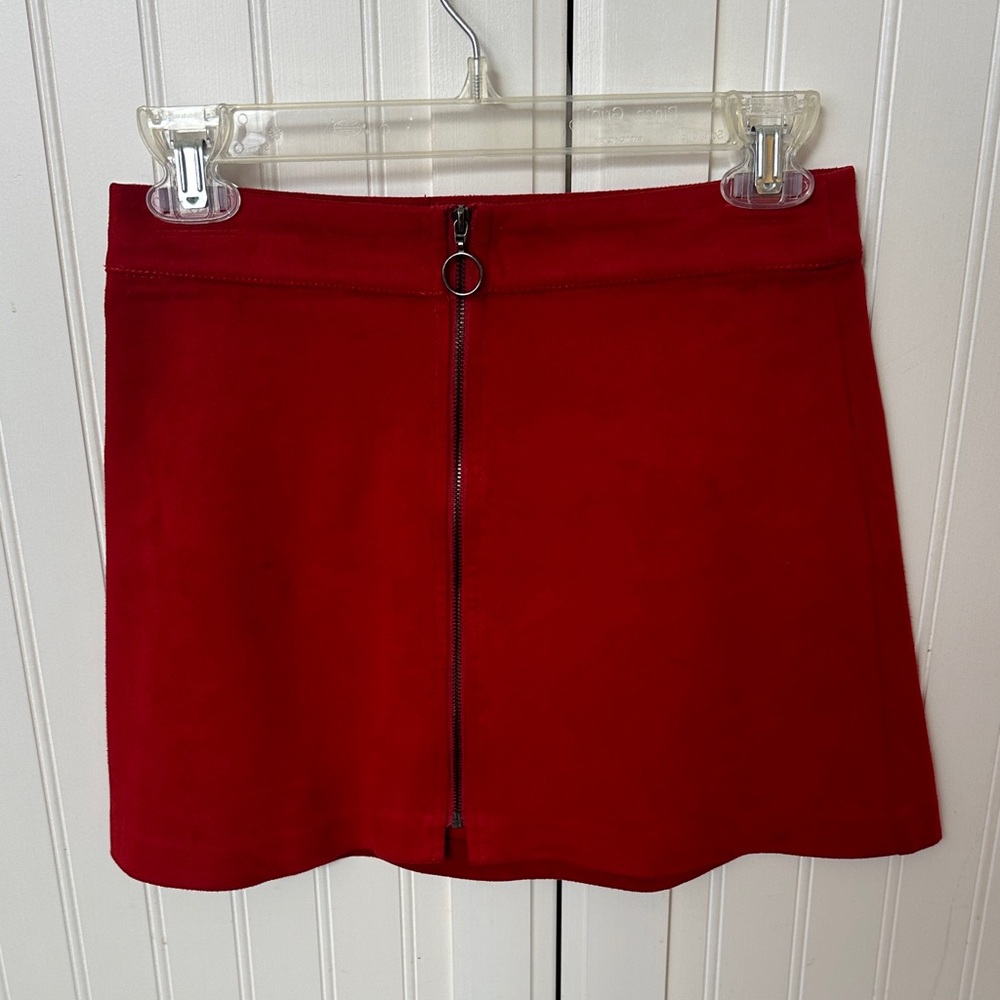 Zara Bold Red Skater Skirt with Zipper